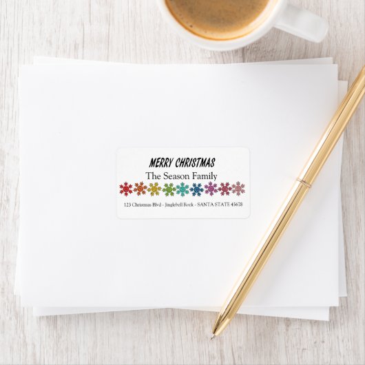 Frohe Weihnachtsschneeflocken Adressaufkleber (Insitu)