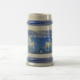 Frohe Weihnachtsschneeflocken Blauer Pristine Schn Bierglas