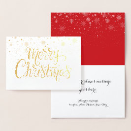 Frohe Weihnachtsschneeflocken Chic Script Gold Folienkarte