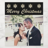 Frohe Weihnachtsschneeflocken Custom Foto Weinmark Weinetikett (Einzelnes Label)