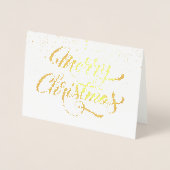Frohe Weihnachtsschneeflocken Elegantes Script Gol Folienkarte (Vorderseite)