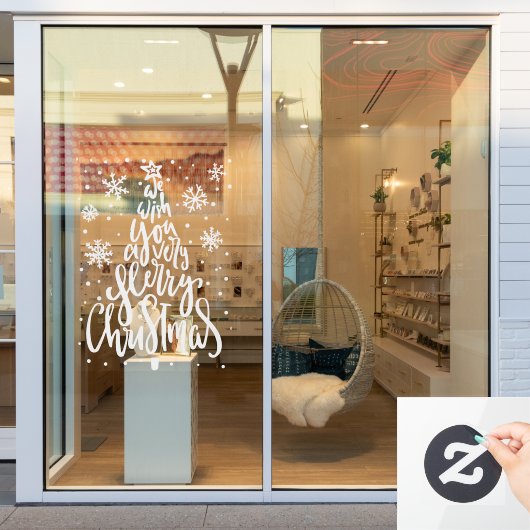 Frohe Weihnachtsschneeflocken Fensteraufkleber (Schaufenster)
