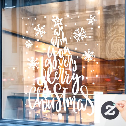 Frohe Weihnachtsschneeflocken Fensteraufkleber (Café-Fenster)