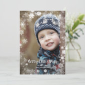 Frohe Weihnachtsschneeflocken Foto Feiertagskarte (Stehend Vorderseite)