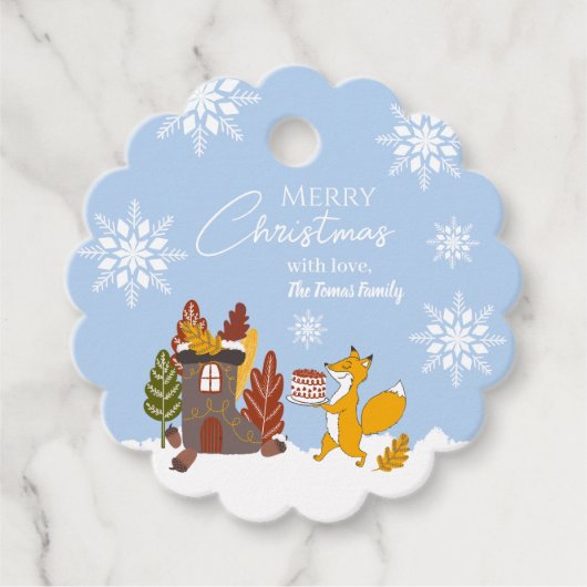 Frohe Weihnachtsschneeflocken Fox Animal Geschenkanhänger (Vorderseite)