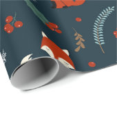 Frohe Weihnachtsschneeflocken Fox Holly Blue Red Geschenkpapier (Rolleneckpunkt)
