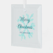 Frohe Weihnachtsschneeflocken Glitzer funkeln ni Ornament Aus Glas (Vorderseite links)