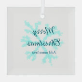 Frohe Weihnachtsschneeflocken Glitzer funkeln ni Ornament Aus Glas (Rückseite)