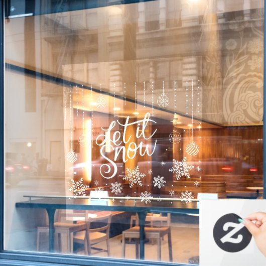 Frohe Weihnachtsschneeflocken, glückliches Neues J Fensteraufkleber (Café-Fenster)