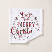 Frohe Weihnachtsschneeflocken, gutes Neues Jahr Badhandtuch Set (Waschlappen)