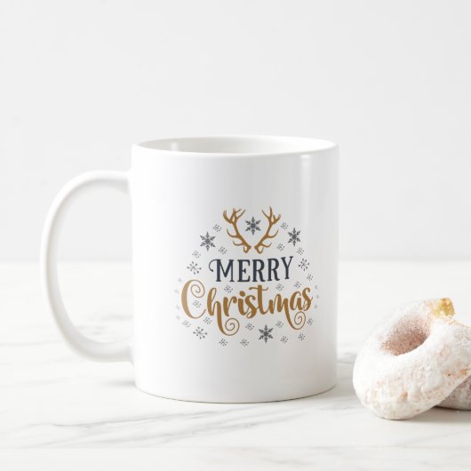 Frohe Weihnachtsschneeflocken, gutes Neues Jahr Kaffeetasse (Mit Donut)
