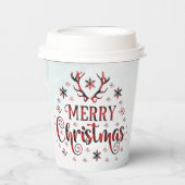 Frohe Weihnachtsschneeflocken, gutes Neues Jahr Pappbecher (Vorderseite)