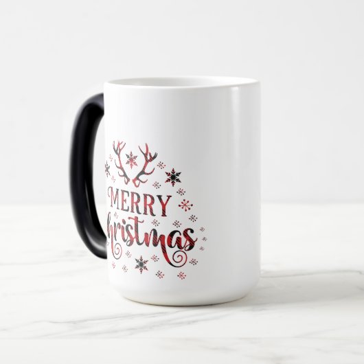 Frohe Weihnachtsschneeflocken, gutes Neues Jahr Verwandlungstasse (Vorderseite Links)