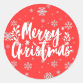 Frohe Weihnachtsschneeflocken Holiday Rote Sticker (Vorderseite)