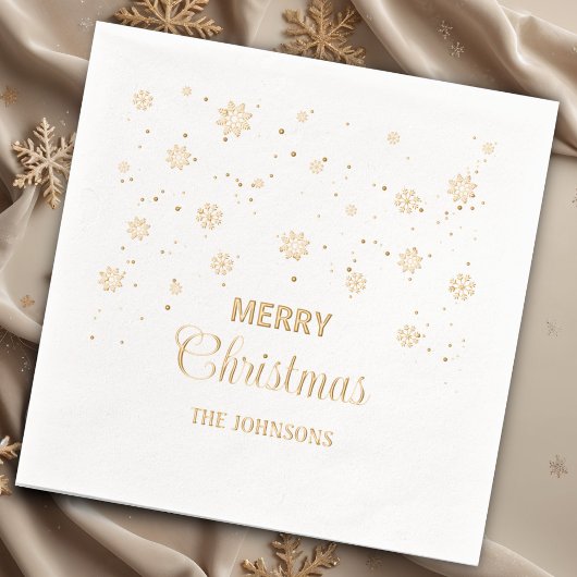 Frohe Weihnachtsschneeflocken, individuelle Name Servietten Mit Folie
