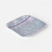 Frohe Weihnachtsschneeflocken Iridescent Blue Lila Pappteller (Gewinkelt)