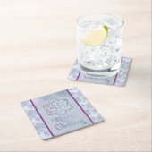 Frohe Weihnachtsschneeflocken Iridescent Blue Lila Rechteckiger Pappuntersetzer (Vor Ort)