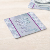 Frohe Weihnachtsschneeflocken Iridescent Blue Lila Rechteckiger Pappuntersetzer (angewinkelt)
