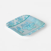Frohe Weihnachtsschneeflocken Iridescent Blue Pappteller (Gewinkelt)