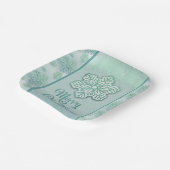 Frohe Weihnachtsschneeflocken Iridescent Green Pappteller (Gewinkelt)