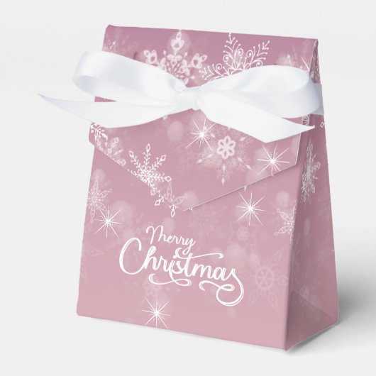 Frohe Weihnachtsschneeflocken Rosa Feiertag Geschenkschachtel (Vorderseite)