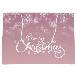 Frohe Weihnachtsschneeflocken Rosa Feiertag Große Geschenktüte