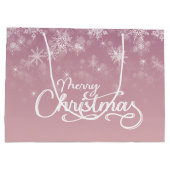 Frohe Weihnachtsschneeflocken Rosa Feiertag Große Geschenktüte (Rückseite)