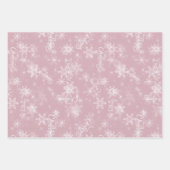 Frohe Weihnachtsschneeflocken Rosa Grußurlaub Geschenkpapier Set (Vorderseite)