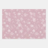 Frohe Weihnachtsschneeflocken Rosa Grußurlaub Geschenkpapier Set (Vorderseite)