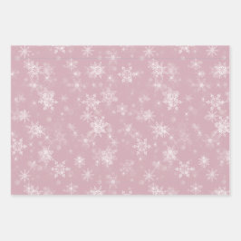 Frohe Weihnachtsschneeflocken Rosa Grußurlaub Geschenkpapier Set