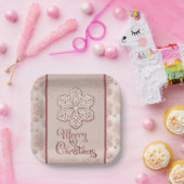 Frohe Weihnachtsschneeflocken Rose Gold Glitzer Pi Pappteller (Party)