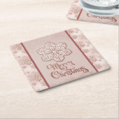 Frohe Weihnachtsschneeflocken Rose Gold Glitzer Pi Rechteckiger Pappuntersetzer (angewinkelt)