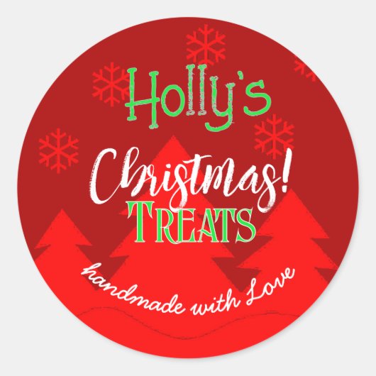 Frohe Weihnachtsschneeflocken Rot-Label Runder Aufkleber (Vorderseite)