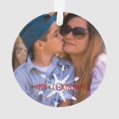 Frohe Weihnachtsschneeflocken Script Mama Foto Ornament (Rückseite)