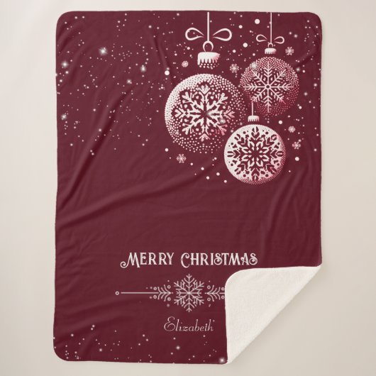 Frohe Weihnachtsschneeflocken Sherpadecke (Vorderseite)