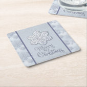 Frohe Weihnachtsschneeflocken Silberner Glitzer Rechteckiger Pappuntersetzer (angewinkelt)