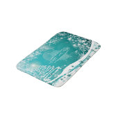 Frohe Weihnachtsschneeflocken Tree Blume & Stars Badematte (Schrägansicht)