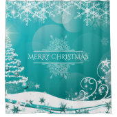 Frohe Weihnachtsschneeflocken Tree Blume & Stars Duschvorhang (Vorderseite)