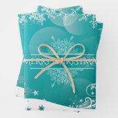Frohe Weihnachtsschneeflocken Tree Blume & Stars Geschenkpapier Set (Beispiel)