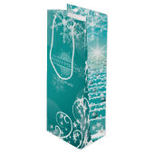 Frohe Weihnachtsschneeflocken Tree Blume & Stars Geschenktüte Für Weinflaschen (Vorderseite Schrägansicht)