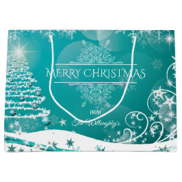 Frohe Weihnachtsschneeflocken Tree Blume & Stars H Große Geschenktüte