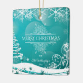 Frohe Weihnachtsschneeflocken Tree Blume & Stars Keramikornament (Links)