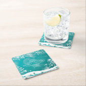 Frohe Weihnachtsschneeflocken Tree Blume & Stars Rechteckiger Pappuntersetzer (Vor Ort)