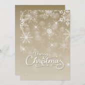 Frohe Weihnachtsschneeflocken Weißbeige Gruß Feiertagskarte (Vorne/Hinten)