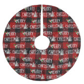 Frohe Weihnachtsschneemann auf Buffalo Kariert Polyester Weihnachtsbaumdecke (Vorderseite)