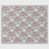 Frohe Weihnachtsschneemann auf Grau Geschenkpapier (Flach)
