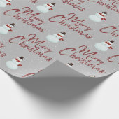 Frohe Weihnachtsschneemann auf Grau Geschenkpapier (Ecke)