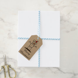 Frohe Weihnachtsschneemann auf/von Label Geschenkanhänger