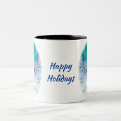 Frohe Weihnachtsschneemann & Birds Winter Szene Co Zweifarbige Tasse (Mittel)