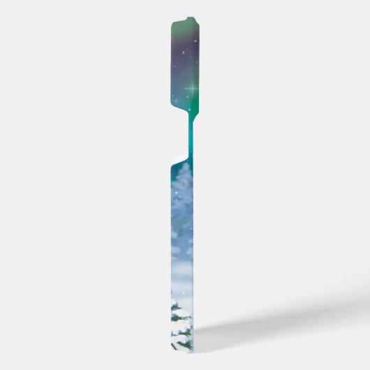 Frohe Weihnachtsschneemann & Birds Winterlandschaf iPhone Hülle (Rechte Seite)